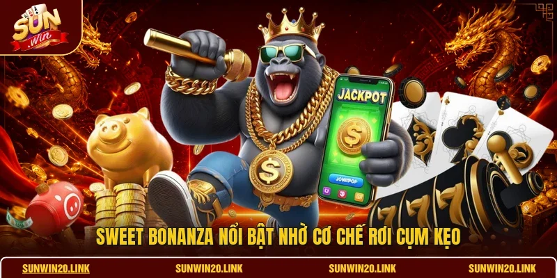 Sweet Bonanza nổi bật nhờ cơ chế rơi cụm kẹo